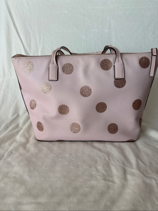 kate spade Handbags - Kate Spade Polka Dot Tote Bag White Gold Large Shoulder Purse Cute Classic